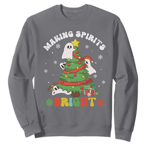 Gothic Xmas Sweatshirt Making Spirits Bright Cute Ghost Christmas Tree TS09 Charcoal Print Your Wear