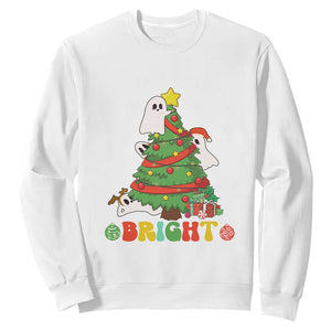 Gothic Xmas Sweatshirt Making Spirits Bright Cute Ghost Christmas Tree TS09 White Print Your Wear