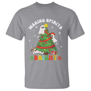 Gothic Xmas T Shirt Making Spirits Bright Cute Ghost Christmas Tree TS09 Sport Gray Print Your Wear