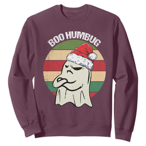 Gothic Xmas Sweatshirt Boo Humbug Santa Ghost TS09 Maroon Print Your Wear