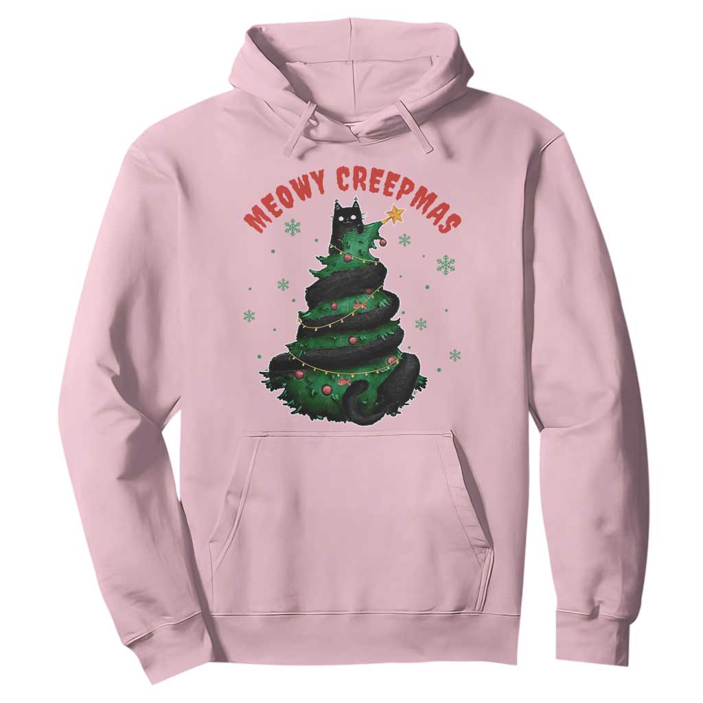 Gothic Xmas Hoodie Meowy Creepmas Cat Christmas Tree TS09 Light Pink Print Your Wear