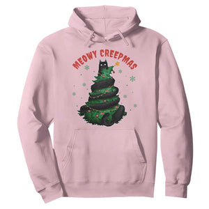 Gothic Xmas Hoodie Meowy Creepmas Cat Christmas Tree TS09 Light Pink Print Your Wear