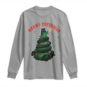 Gothic Xmas Long Sleeve Shirt Meowy Creepmas Cat Christmas Tree TS09 Sport Gray Print Your Wear