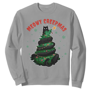 Gothic Xmas Sweatshirt Meowy Creepmas Cat Christmas Tree TS09 Sport Gray Print Your Wear