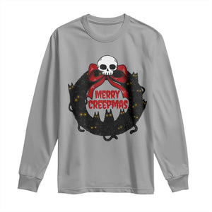 Gothic Christmas Long Sleeve Shirt Merry Creepmas Cat Wreath TS09 Sport Gray Print Your Wear