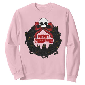 Gothic Christmas Sweatshirt Merry Creepmas Cat Wreath TS09 Light Pink Print Your Wear