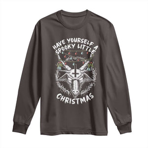 Gothic Xmas Long Sleeve Shirt Have Yourself A Scary Little Christmas Satan Pentagram TS09 Dark Chocolate Print Your Wear