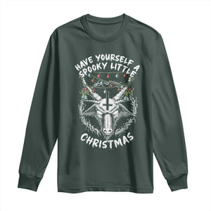 Gothic Xmas Long Sleeve Shirt Have Yourself A Scary Little Christmas Satan Pentagram TS09 Dark Forest Green Print Your Wear