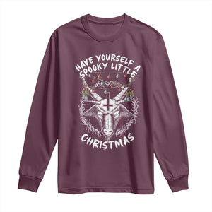 Gothic Xmas Long Sleeve Shirt Have Yourself A Scary Little Christmas Satan Pentagram TS09 Maroon Print Your Wear