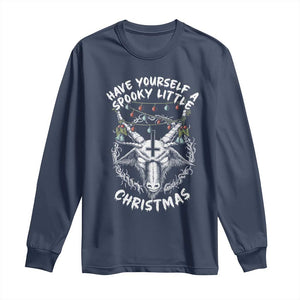 Gothic Xmas Long Sleeve Shirt Have Yourself A Scary Little Christmas Satan Pentagram TS09 Navy Print Your Wear