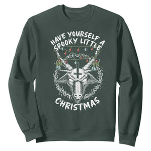 Gothic Xmas Sweatshirt Have Yourself A Scary Little Christmas Satan Pentagram TS09 Dark Forest Green Print Your Wear