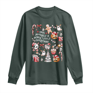 Gothic Xmas Long Sleeve Shirt Have Yourself A Scary Little Christmas TS09 Dark Forest Green Print Your Wear