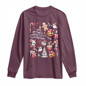 Gothic Xmas Long Sleeve Shirt Have Yourself A Scary Little Christmas TS09 Maroon Print Your Wear