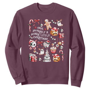 Gothic Xmas Sweatshirt Have Yourself A Scary Little Christmas TS09 Maroon Print Your Wear