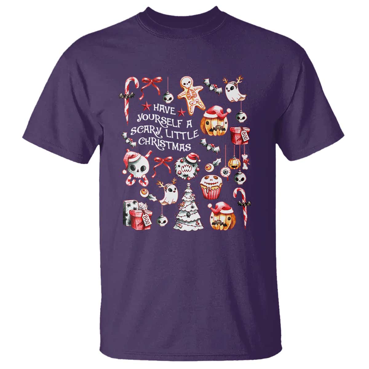 Gothic Xmas T Shirt Have Yourself A Scary Little Christmas TS09 Purple Print Your Wear