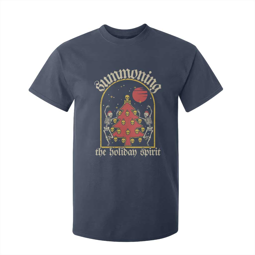 Gothic Xmas T Shirt For Kid Summoning Holiday Spirit Skeleton Christmas Tree TS09 Navy Print Your Wear