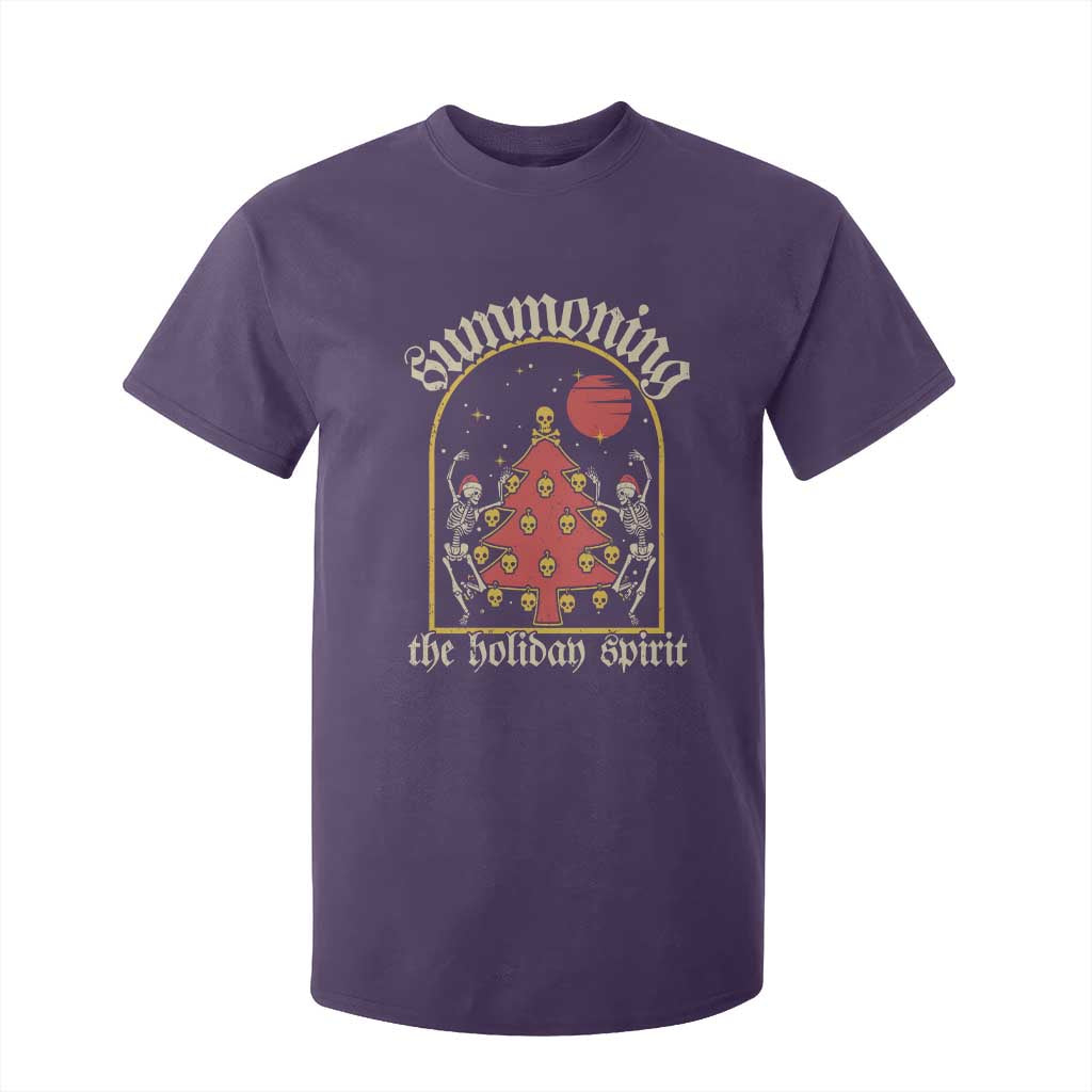 Gothic Xmas T Shirt For Kid Summoning Holiday Spirit Skeleton Christmas Tree TS09 Purple Print Your Wear