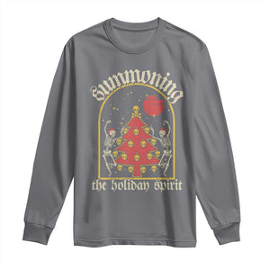 Gothic Xmas Long Sleeve Shirt Summoning Holiday Spirit Skeleton Christmas Tree TS09 Charcoal Print Your Wear