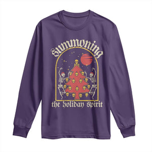 Gothic Xmas Long Sleeve Shirt Summoning Holiday Spirit Skeleton Christmas Tree TS09 Purple Print Your Wear