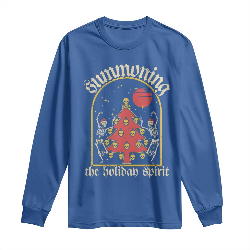 Gothic Xmas Long Sleeve Shirt Summoning Holiday Spirit Skeleton Christmas Tree TS09 Royal Blue Print Your Wear