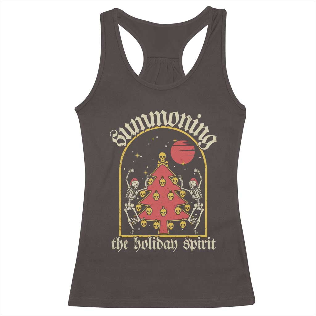 Gothic Xmas Racerback Tank Top Summoning Holiday Spirit Skeleton Christmas Tree TS09 Dark Chocolate Print Your Wear