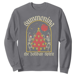 Gothic Xmas Sweatshirt Summoning Holiday Spirit Skeleton Christmas Tree TS09 Charcoal Print Your Wear