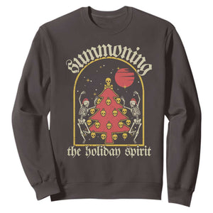 Gothic Xmas Sweatshirt Summoning Holiday Spirit Skeleton Christmas Tree TS09 Dark Chocolate Print Your Wear