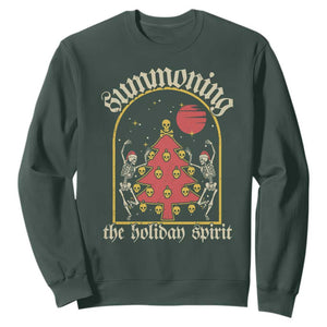 Gothic Xmas Sweatshirt Summoning Holiday Spirit Skeleton Christmas Tree TS09 Dark Forest Green Print Your Wear