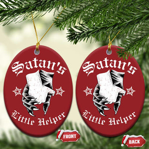 Funny Xmas Satan's Little Helper Christmas Ornament TS09 Oval Red Print Your Wear