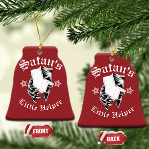 Funny Xmas Satan's Little Helper Christmas Ornament TS09 Bell Flake Red Print Your Wear