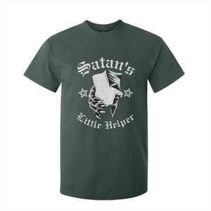 Funny Xmas Satan's Little Helper T Shirt For Kid TS09 Dark Forest Green Print Your Wear