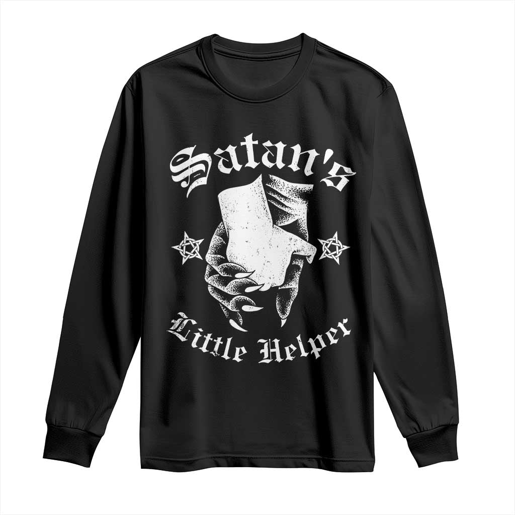 Funny Xmas Satan's Little Helper Long Sleeve Shirt TS09 Black Print Your Wear