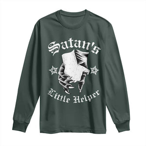 Funny Xmas Satan's Little Helper Long Sleeve Shirt TS09 Dark Forest Green Print Your Wear