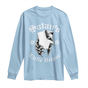 Funny Xmas Satan's Little Helper Long Sleeve Shirt TS09 Light Blue Print Your Wear