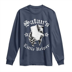 Funny Xmas Satan's Little Helper Long Sleeve Shirt TS09 Navy Print Your Wear