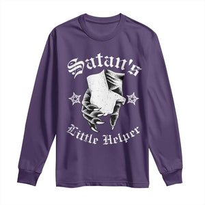 Funny Xmas Satan's Little Helper Long Sleeve Shirt TS09 Purple Print Your Wear