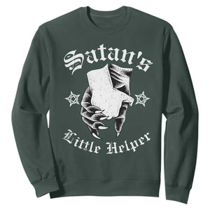 Funny Xmas Satan's Little Helper Sweatshirt TS09 Dark Forest Green Print Your Wear