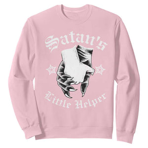 Funny Xmas Satan's Little Helper Sweatshirt TS09 Light Pink Print Your Wear