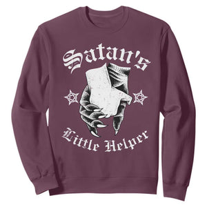 Funny Xmas Satan's Little Helper Sweatshirt TS09 Maroon Print Your Wear