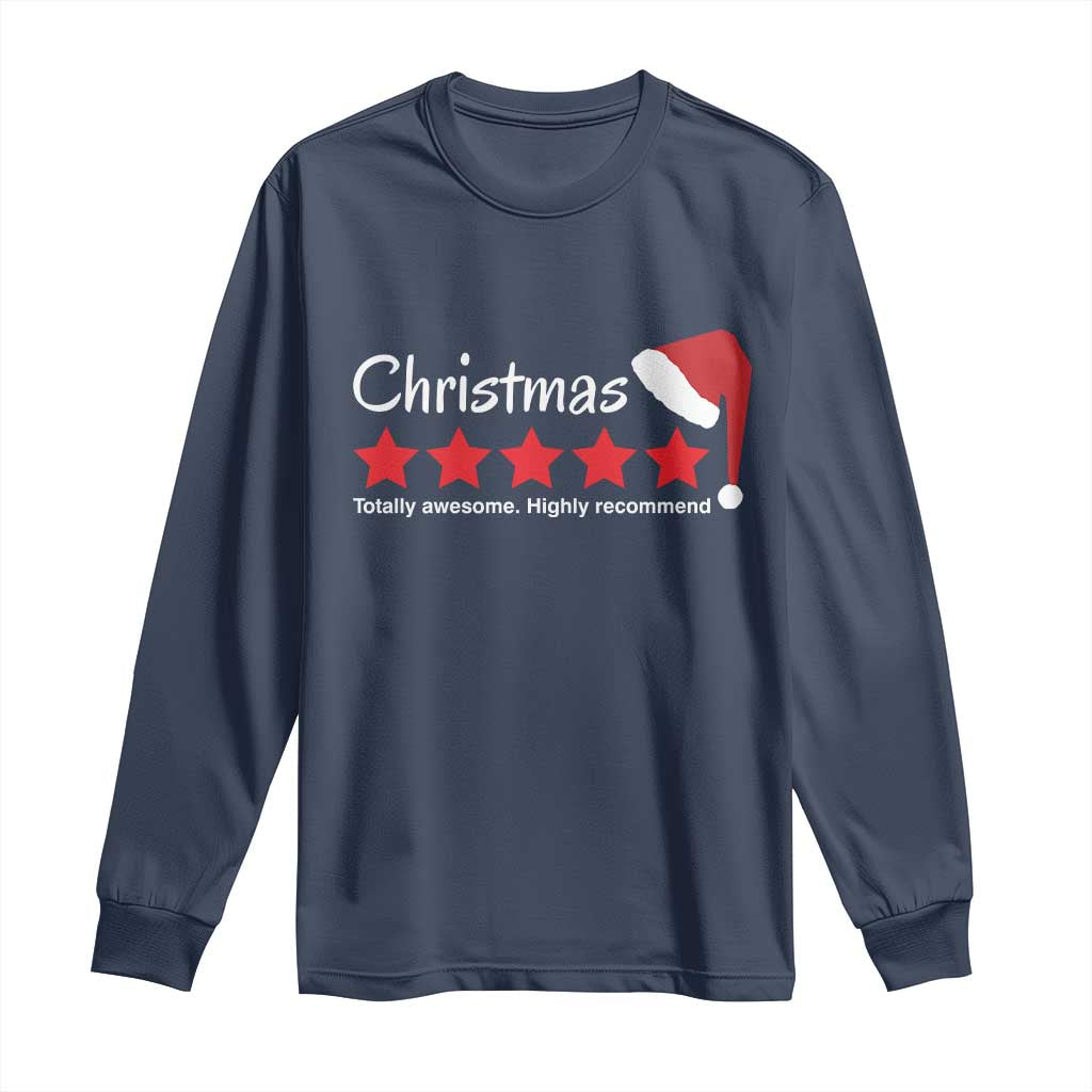 Funny Christmas Long Sleeve Shirt Five Stars Totally Awesome Highly Recommend TS09 Navy Print Your Wear