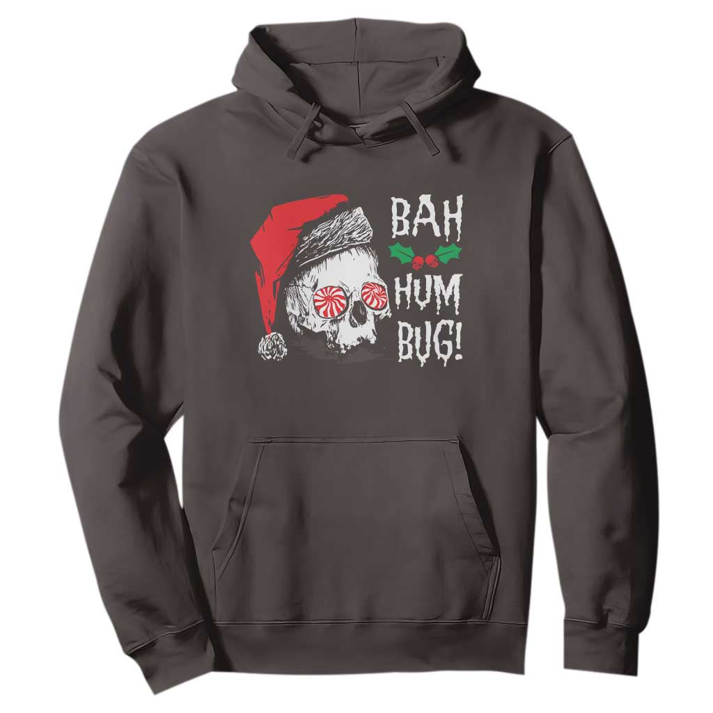 Christmas Bah Humbug Skull Santa Hat Hoodie TS09 Dark Chocolate Print Your Wear