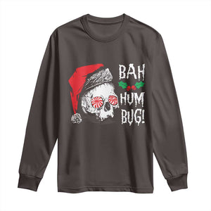 Christmas Bah Humbug Skull Santa Hat Long Sleeve Shirt TS09 Dark Chocolate Print Your Wear