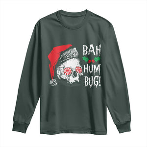 Christmas Bah Humbug Skull Santa Hat Long Sleeve Shirt TS09 Dark Forest Green Print Your Wear