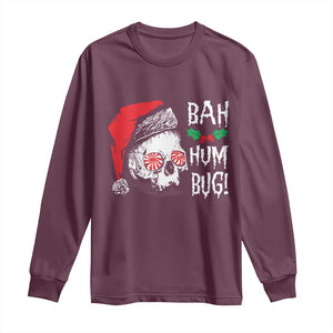 Christmas Bah Humbug Skull Santa Hat Long Sleeve Shirt TS09 Maroon Print Your Wear