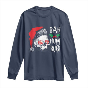 Christmas Bah Humbug Skull Santa Hat Long Sleeve Shirt TS09 Navy Print Your Wear