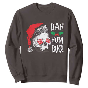 Christmas Bah Humbug Skull Santa Hat Sweatshirt TS09 Dark Chocolate Print Your Wear