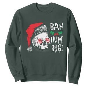 Christmas Bah Humbug Skull Santa Hat Sweatshirt TS09 Dark Forest Green Print Your Wear