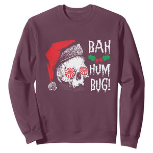 Christmas Bah Humbug Skull Santa Hat Sweatshirt TS09 Maroon Print Your Wear