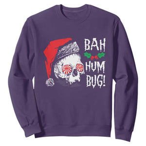 Christmas Bah Humbug Skull Santa Hat Sweatshirt TS09 Purple Print Your Wear