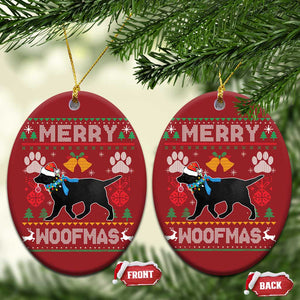 Christmas Merry Woofmas Black Lab Dog Lover Christmas Ornament TS09 Oval Red Print Your Wear